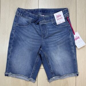 NWT Size 14 Justice Girls Denim Bermuda Shorts Slim Pull On Stretch Medium Wash
